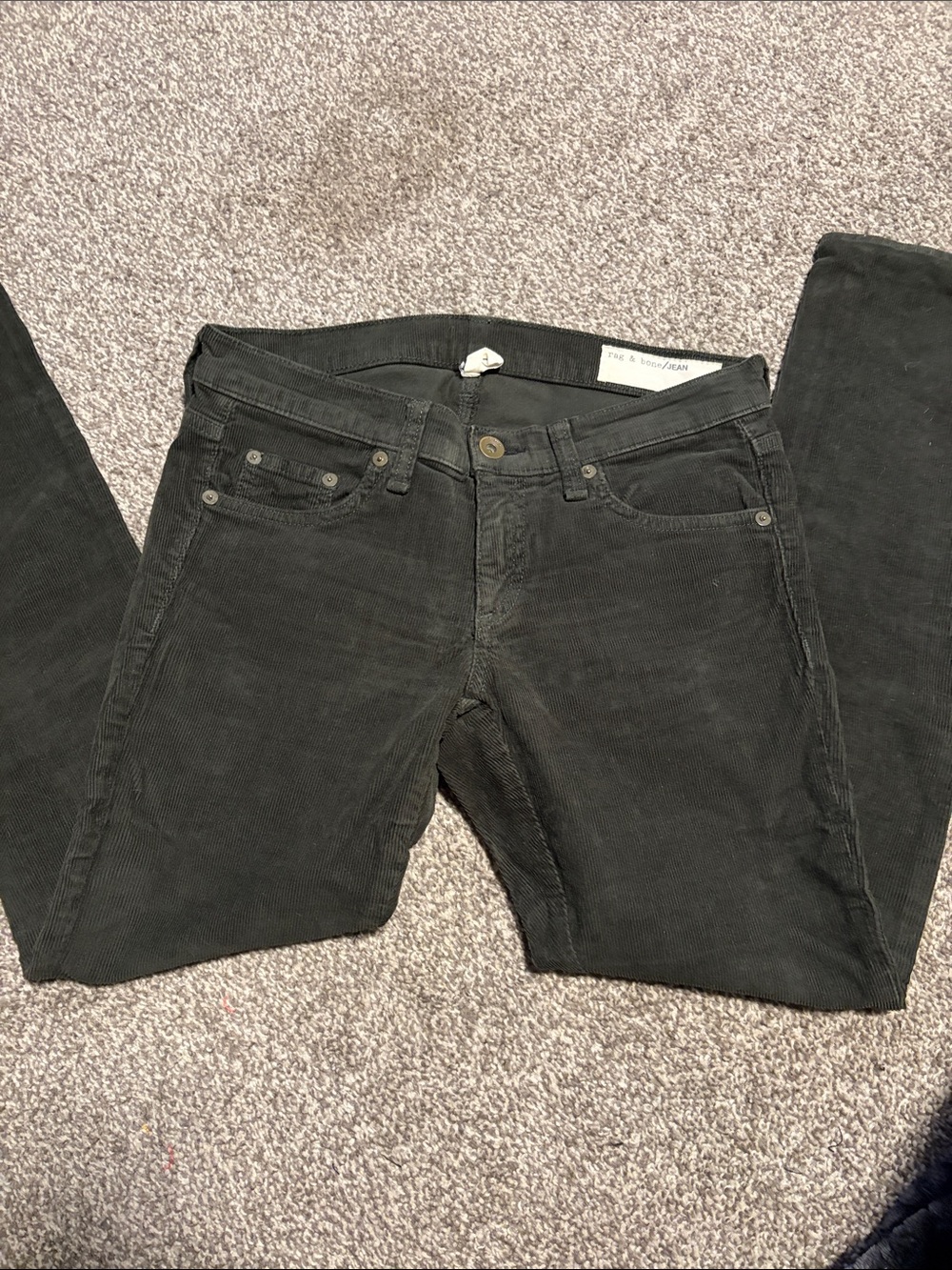 Rag & Bone dark olive green Skinny Corduroy Jeans